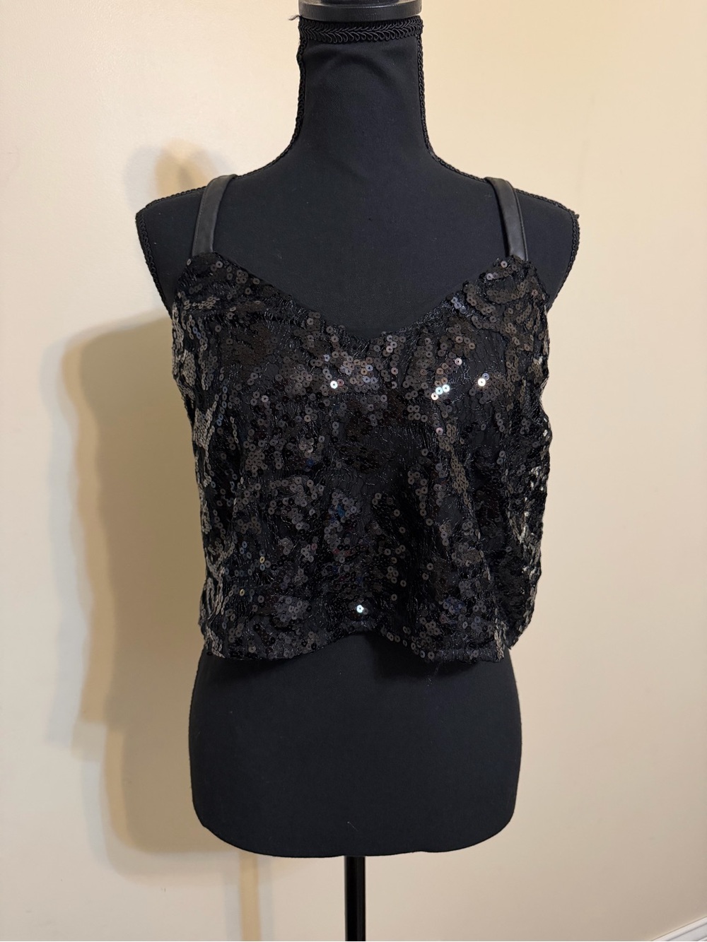 Black Sequin Cami Tank Top - Women